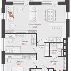 Квартира 86 м², 2-комнатная - изображение 2