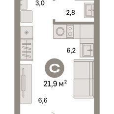 Квартира 21,9 м², студия - изображение 3