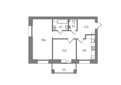 Квартира 61,5 м², 2-комнатная - изображение 2