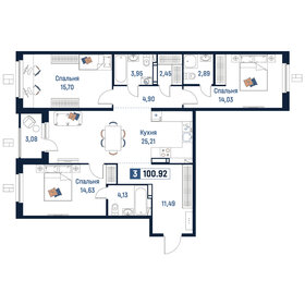 Квартира 100,9 м², 3-комнатная - изображение 1
