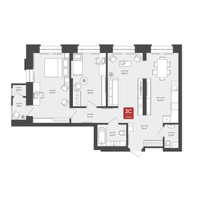 Квартира 77,7 м², 3-комнатная - изображение 1