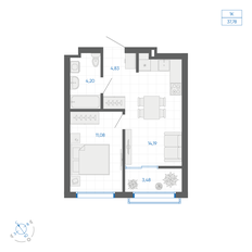 Квартира 36 м², 1-комнатная - изображение 2