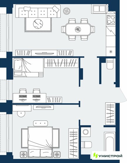52 м², 2-комнатная квартира 6 990 000 ₽ - изображение 65