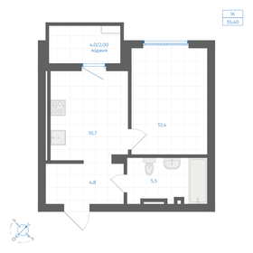 Квартира 35,4 м², 1-комнатная - изображение 1