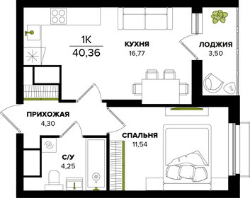 Квартира 40,4 м², 1-комнатная - изображение 1