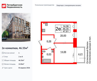 Квартира 46,4 м², 1-комнатная - изображение 1