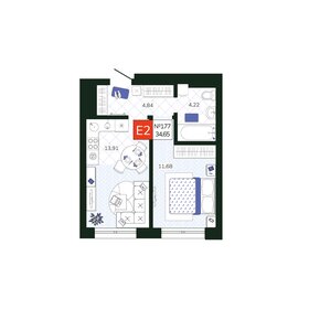 Квартира 34,7 м², 1-комнатная - изображение 1
