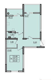 Квартира 61,6 м², 2-комнатная - изображение 2