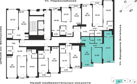 Квартира 87,4 м², 2-комнатная - изображение 2