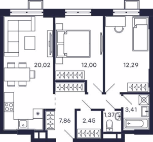 Квартира 62,7 м², 2-комнатная - изображение 1