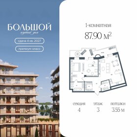 Квартира 87,9 м², 1-комнатная - изображение 1