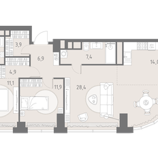 Квартира 93,9 м², 3-комнатная - изображение 3