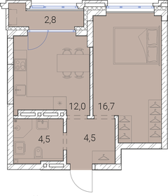 Квартира 40,5 м², 1-комнатная - изображение 1