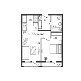 Квартира 46,7 м², 2-комнатная - изображение 1