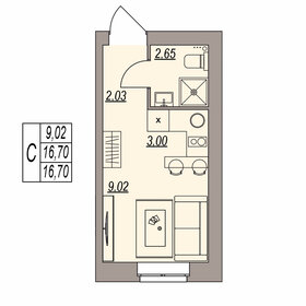 Квартира 16,7 м², студия - изображение 1