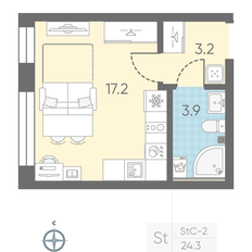 Квартира 24,3 м², студия - изображение 2