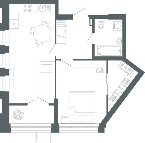 54,2 м², 1-комнатная квартира 14 412 000 ₽ - изображение 1