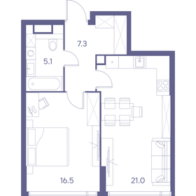 Квартира 49,9 м², 1-комнатная - изображение 1