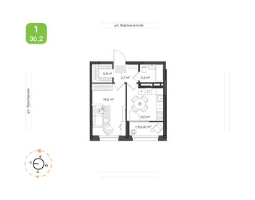 Квартира 36,2 м², 1-комнатная - изображение 1