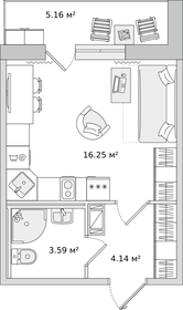 Квартира 23,8 м², студия - изображение 1