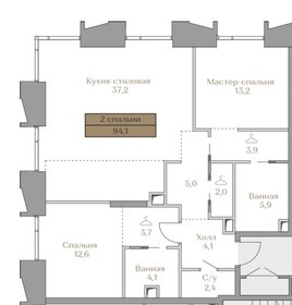 Квартира 94,1 м², 2-комнатная - изображение 1