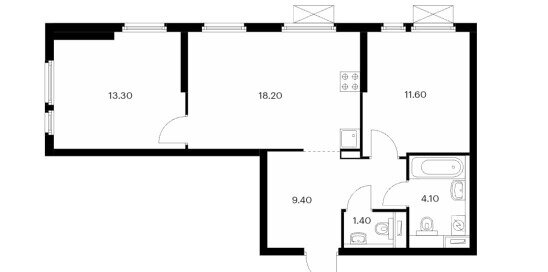 Квартира 58 м², 2-комнатная - изображение 1