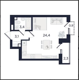 Квартира 32,7 м², 1-комнатная - изображение 1