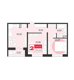 Квартира 54,2 м², 2-комнатная - изображение 1