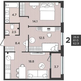 Квартира 62,9 м², студия - изображение 1