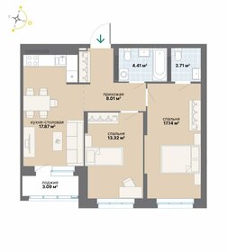 Квартира 66,6 м², 2-комнатная - изображение 1