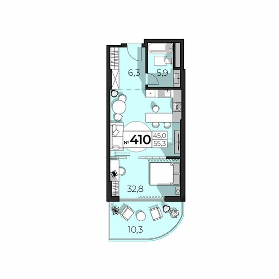 55,5 м², 2-комнатные апартаменты 29 415 000 ₽ - изображение 16