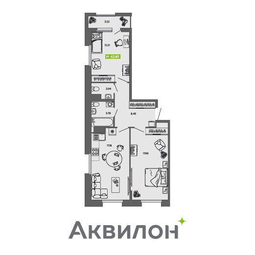 62,9 м², 2-комнатная квартира 10 108 828 ₽ - изображение 32