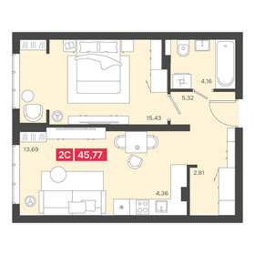 Квартира 45,8 м², 2-комнатная - изображение 1