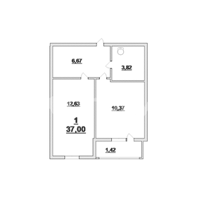 Квартира 37 м², 1-комнатная - изображение 1