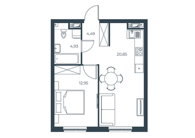 Квартира 43,2 м², 1-комнатная - изображение 1