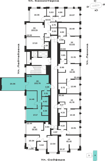 82,1 м², 2-комнатная квартира 15 845 300 ₽ - изображение 43