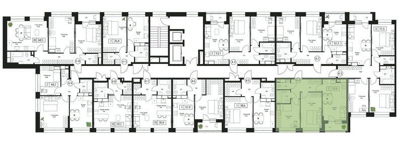 Квартира 53,9 м², 2-комнатная - изображение 2