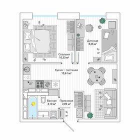 Квартира 42,5 м², 2-комнатная - изображение 1