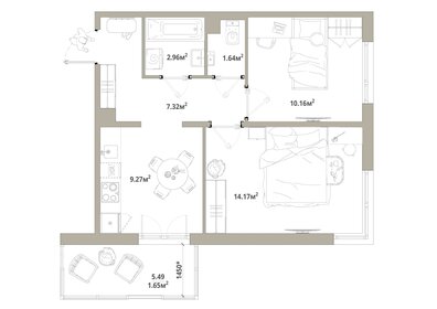 Квартира 47,2 м², 2-комнатная - изображение 1