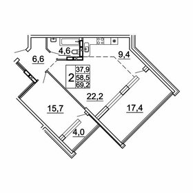 Квартира 69,2 м², 2-комнатная - изображение 1