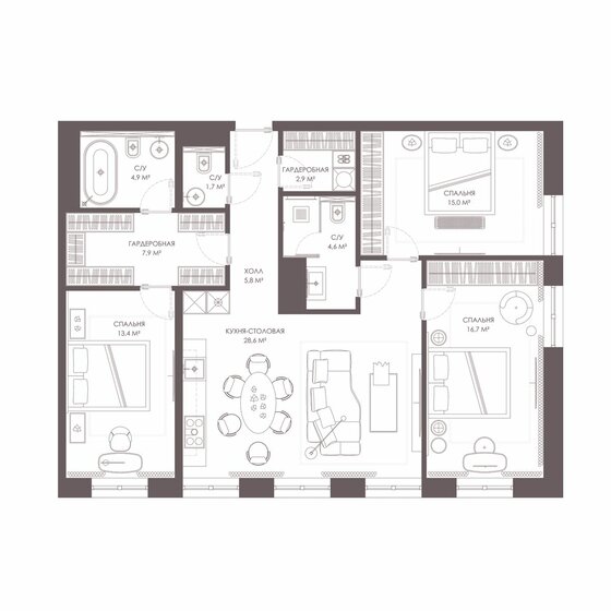 450 м², 6-комнатные апартаменты 130 000 000 ₽ - изображение 126