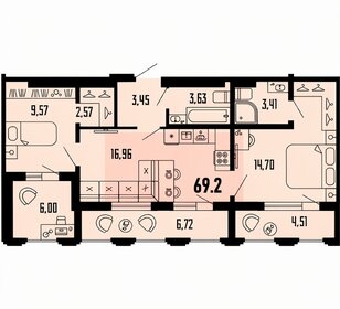 Квартира 69,2 м², 2-комнатная - изображение 1