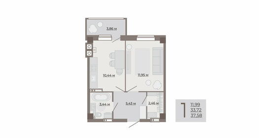 Квартира 37,6 м², 1-комнатная - изображение 1