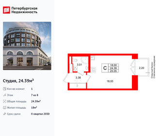 Квартира 24,4 м², студия - изображение 1