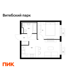 Квартира 33,9 м², 1-комнатная - изображение 1