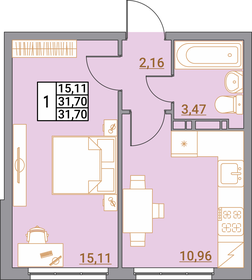 Квартира 31,7 м², 1-комнатная - изображение 1