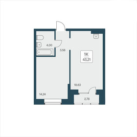 Квартира 43,2 м², 1-комнатная - изображение 1