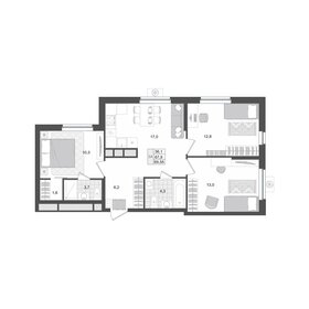 Квартира 68,2 м², 3-комнатная - изображение 1
