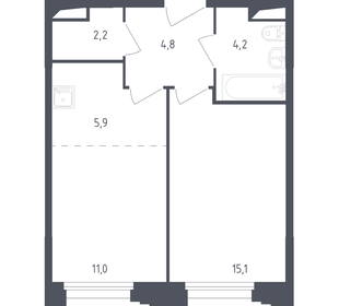 Квартира 42,7 м², 1-комнатная - изображение 1