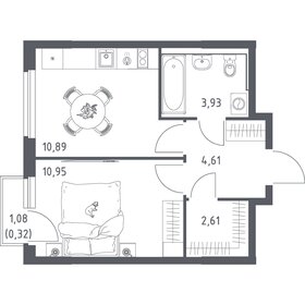 Квартира 33,3 м², 1-комнатная - изображение 1